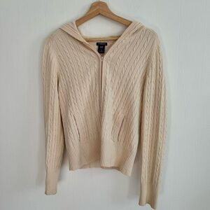 2004 GAP cream cable knit zip up hooded sweater